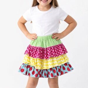 Natalie Grant Girls Tiered Ruffle Skirt Colorful Print Size 5